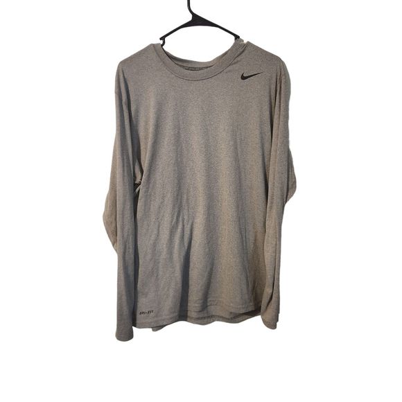 Nike‎ Dri-Fit Long Sleeve Crew Neck T-Shirt Heather Gray Men's Size Large - Picture 1 of 4